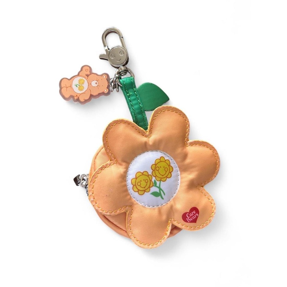 Coin Purse Care Bears 90s Nostalgia Peach Flower Keychain Bag Charm Kawaii Y2K